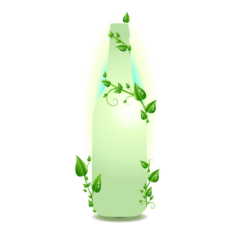 Floral Green Bottle Vector Graphic