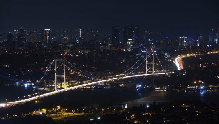 aerial photography of cityscape at night