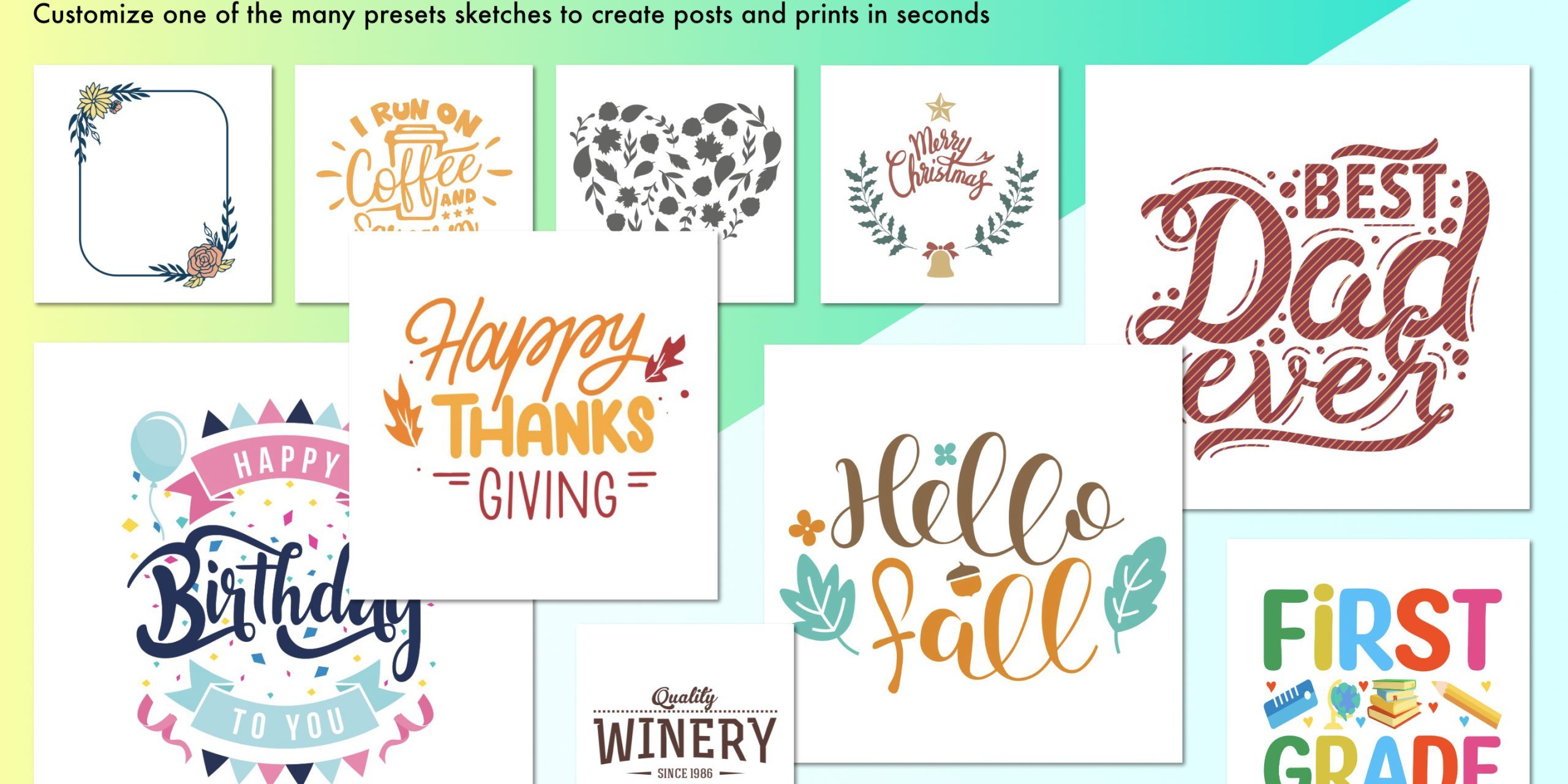 Create posts and prints using Bluetail – Cut Designer, Precisely crafted samples and shape library collections.