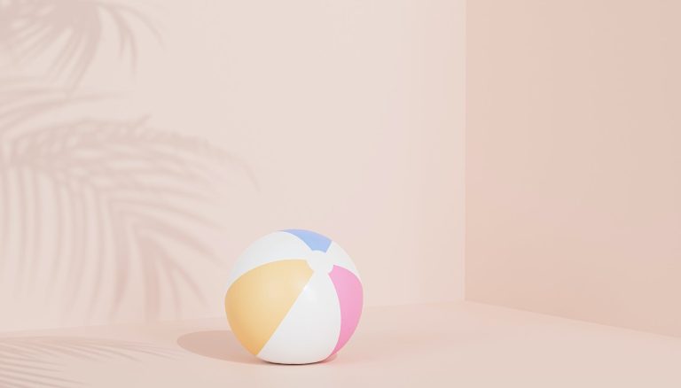 white yellow and blue ball