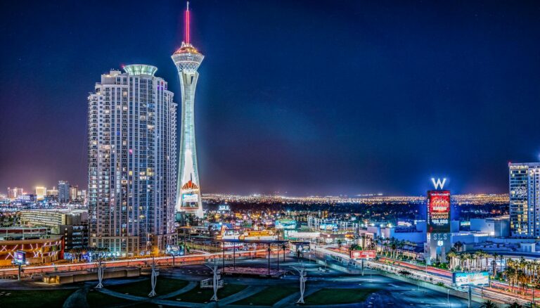 view of metropolitan area at night