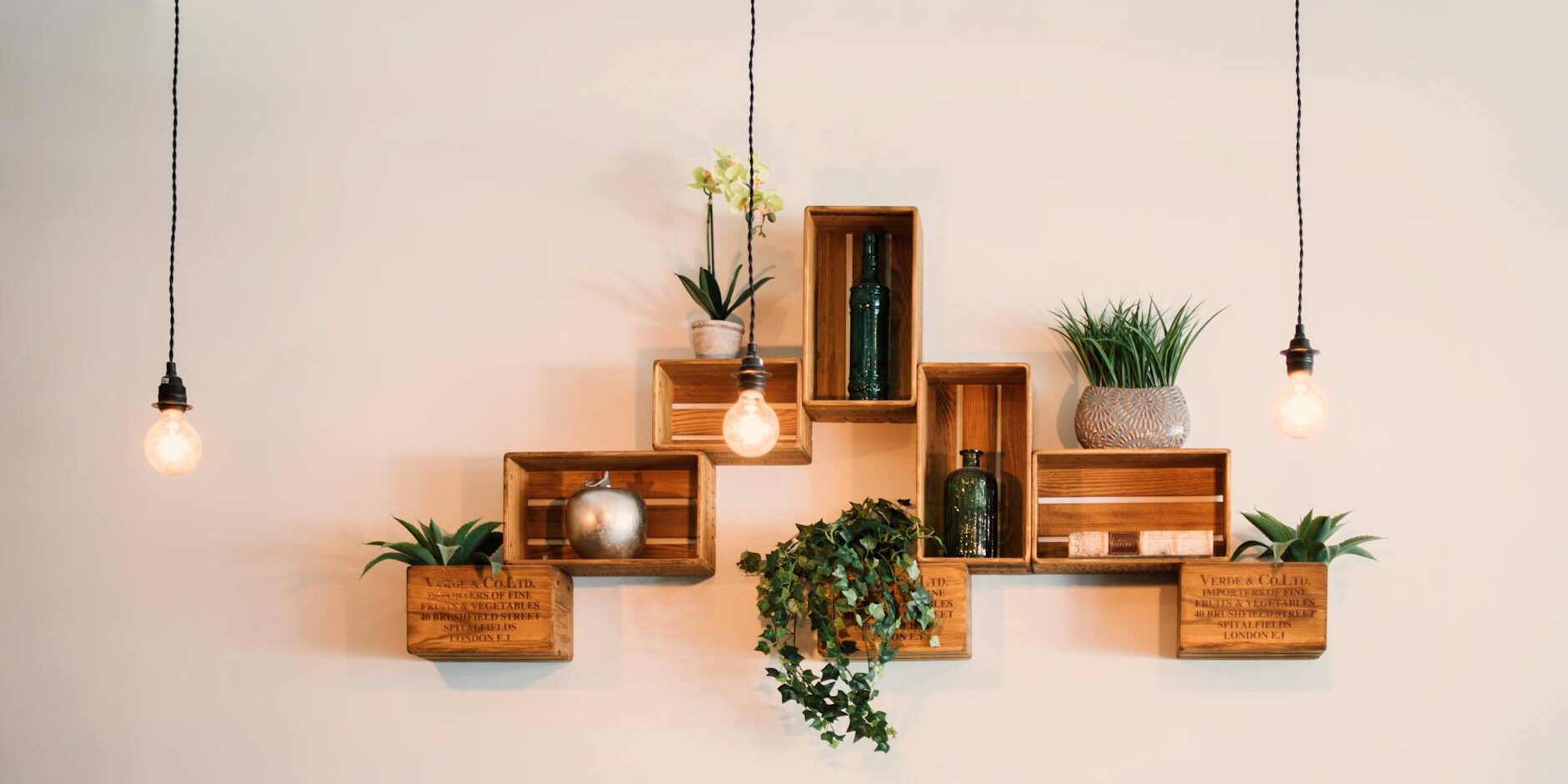 crates mounted on wall