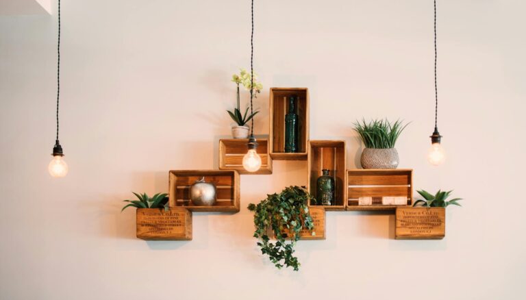 crates mounted on wall