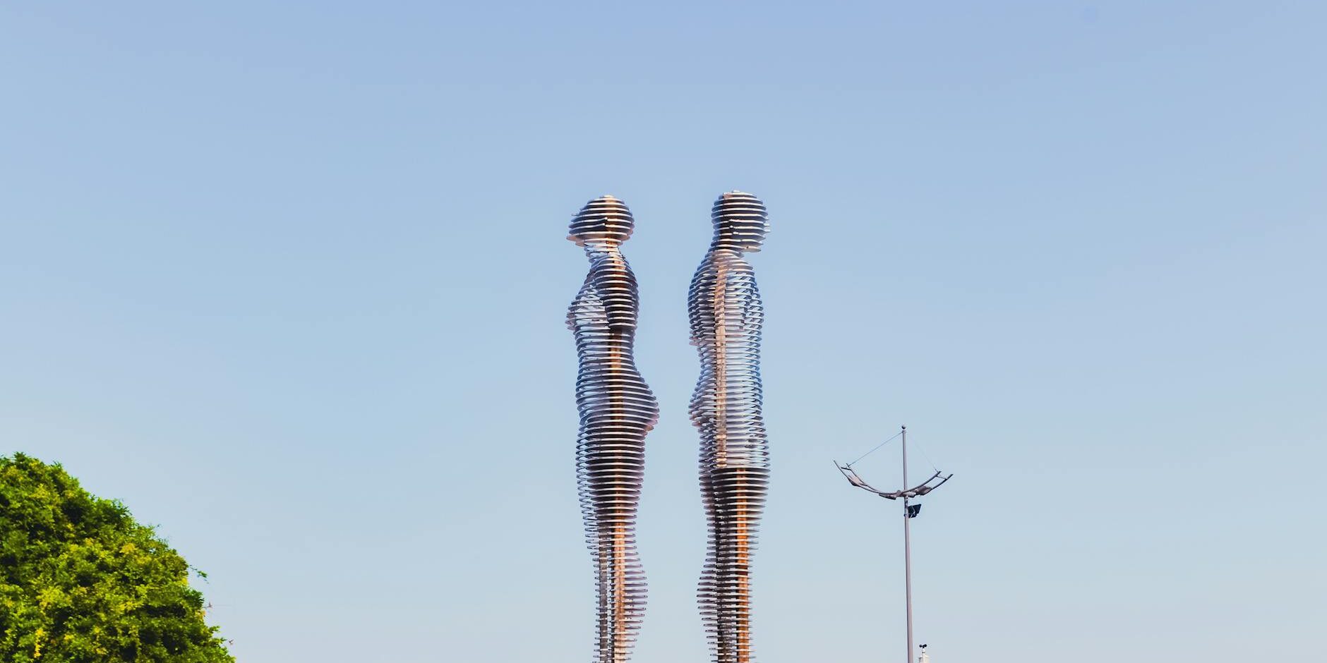 view of the ali and nino sculpture in batumi georgia