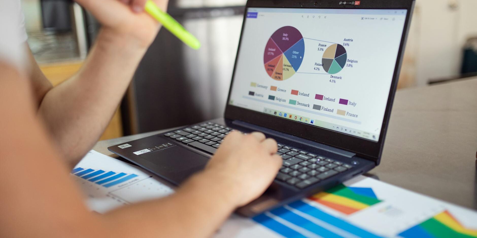 person using black laptop computer