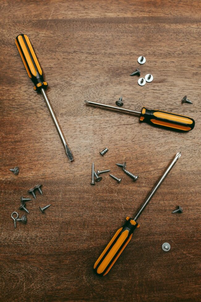 screwdrivers and screws