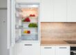 fridge with different vegetable in modern kitchen