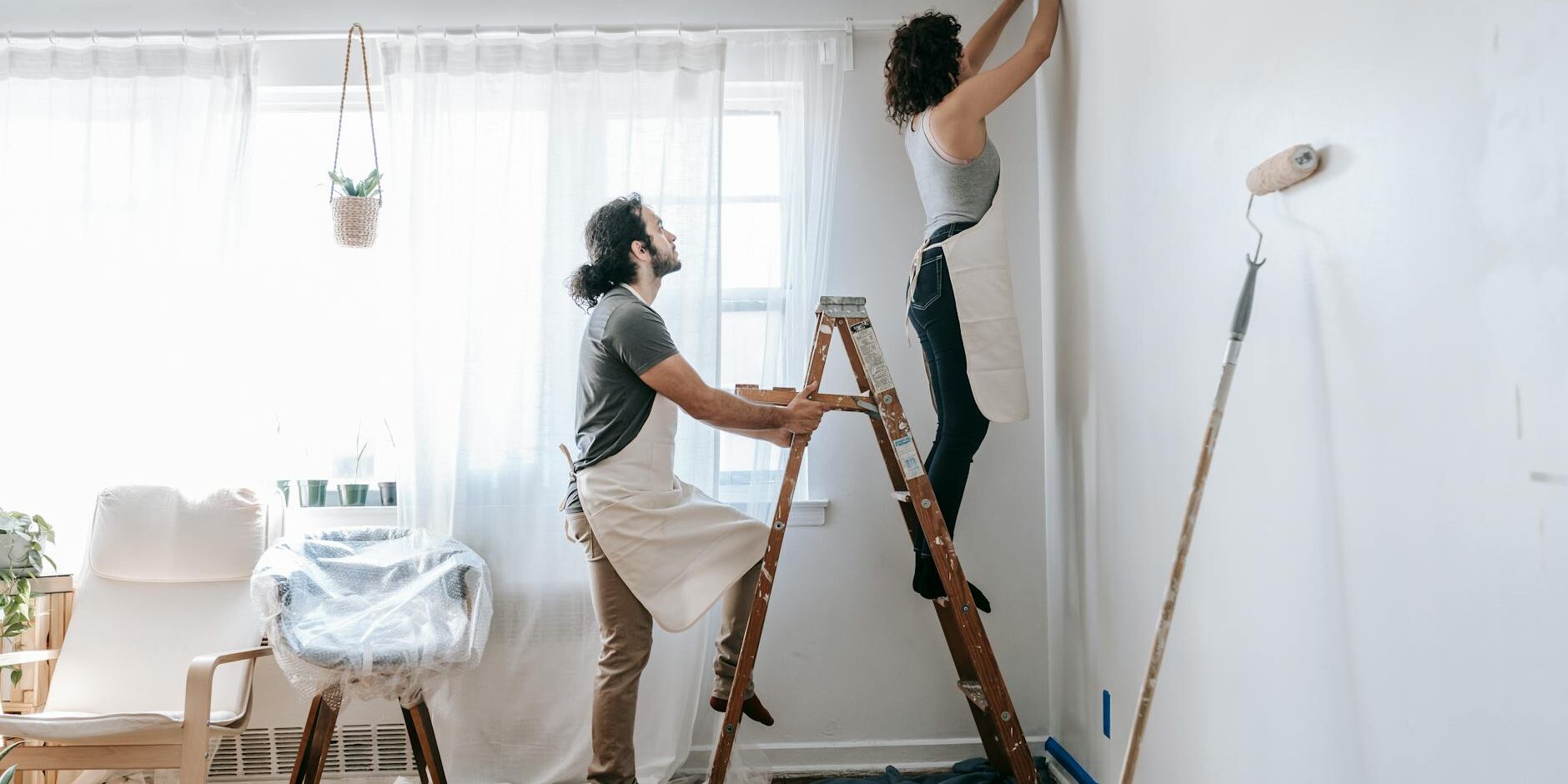 couple doing house renovations
