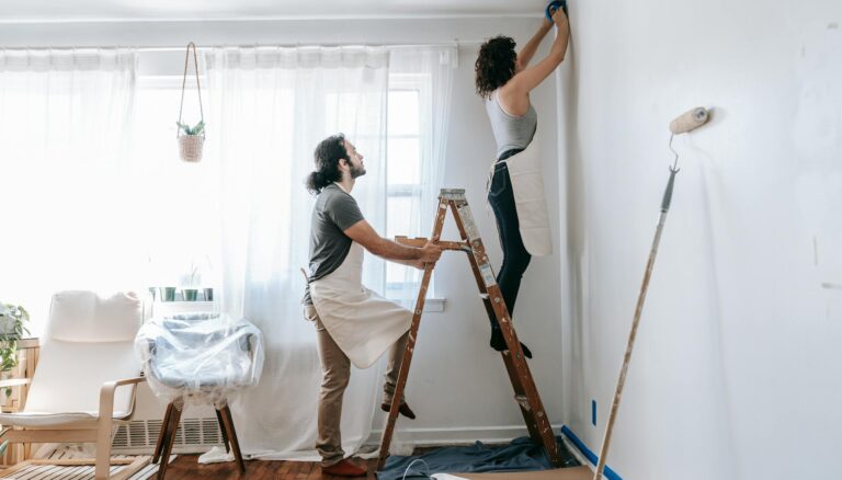 couple doing house renovations