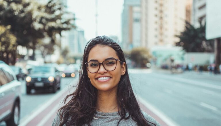 woman wearing black eyeglasses