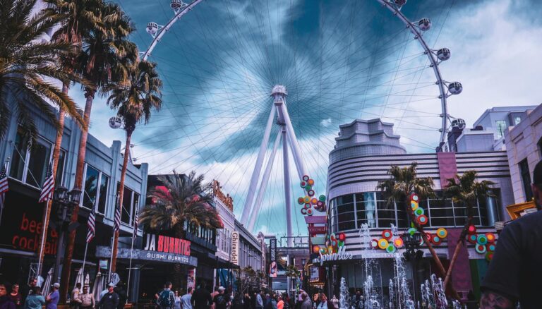 people walking on amusement park near buildings