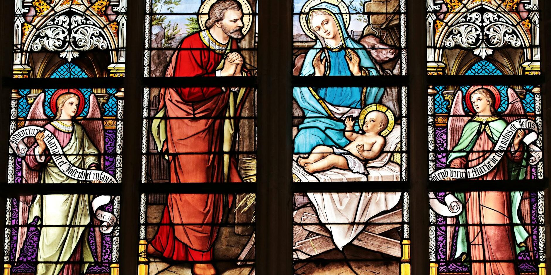 the holy family stained glass artwork