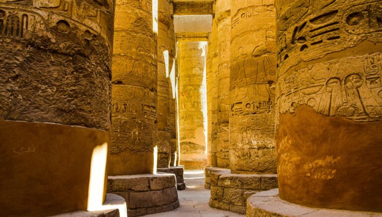 monuments in karnak temple complex in luxor egypt
