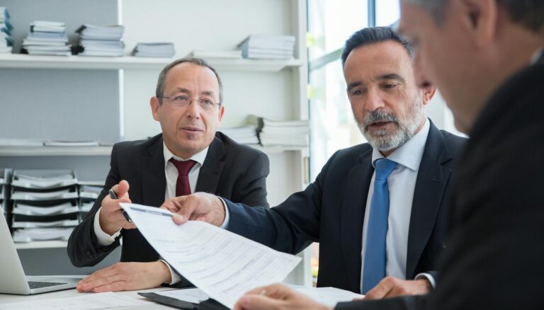 men in black suit having conversation at work