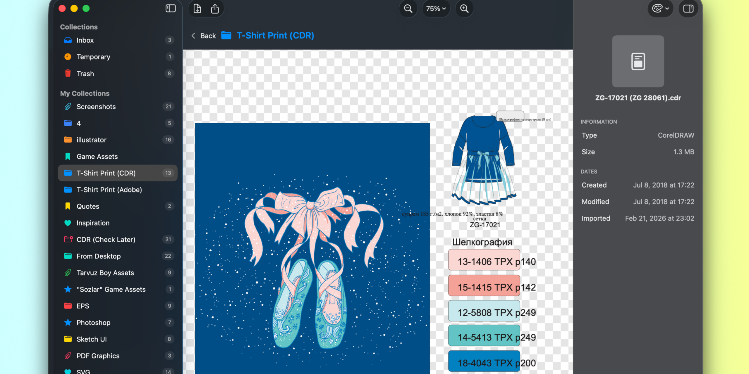 Open and preview CorelDRAW, EPS, SVG, and other professional vector/raster files natively on your Mac.