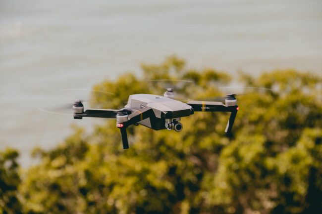 drone flying outdoors in natural landscape
