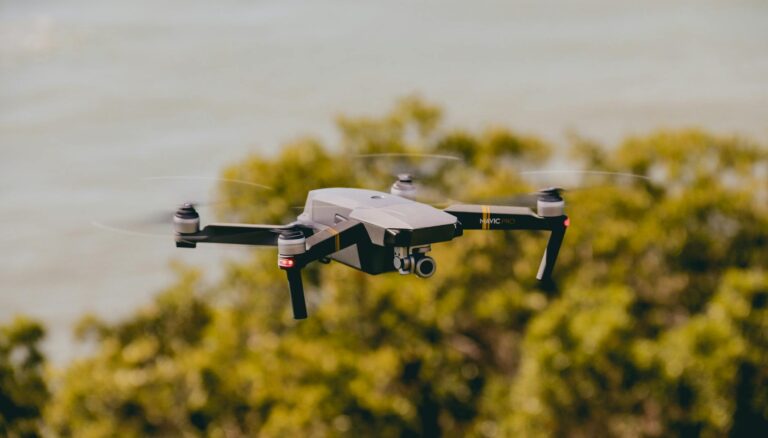 drone flying outdoors in natural landscape