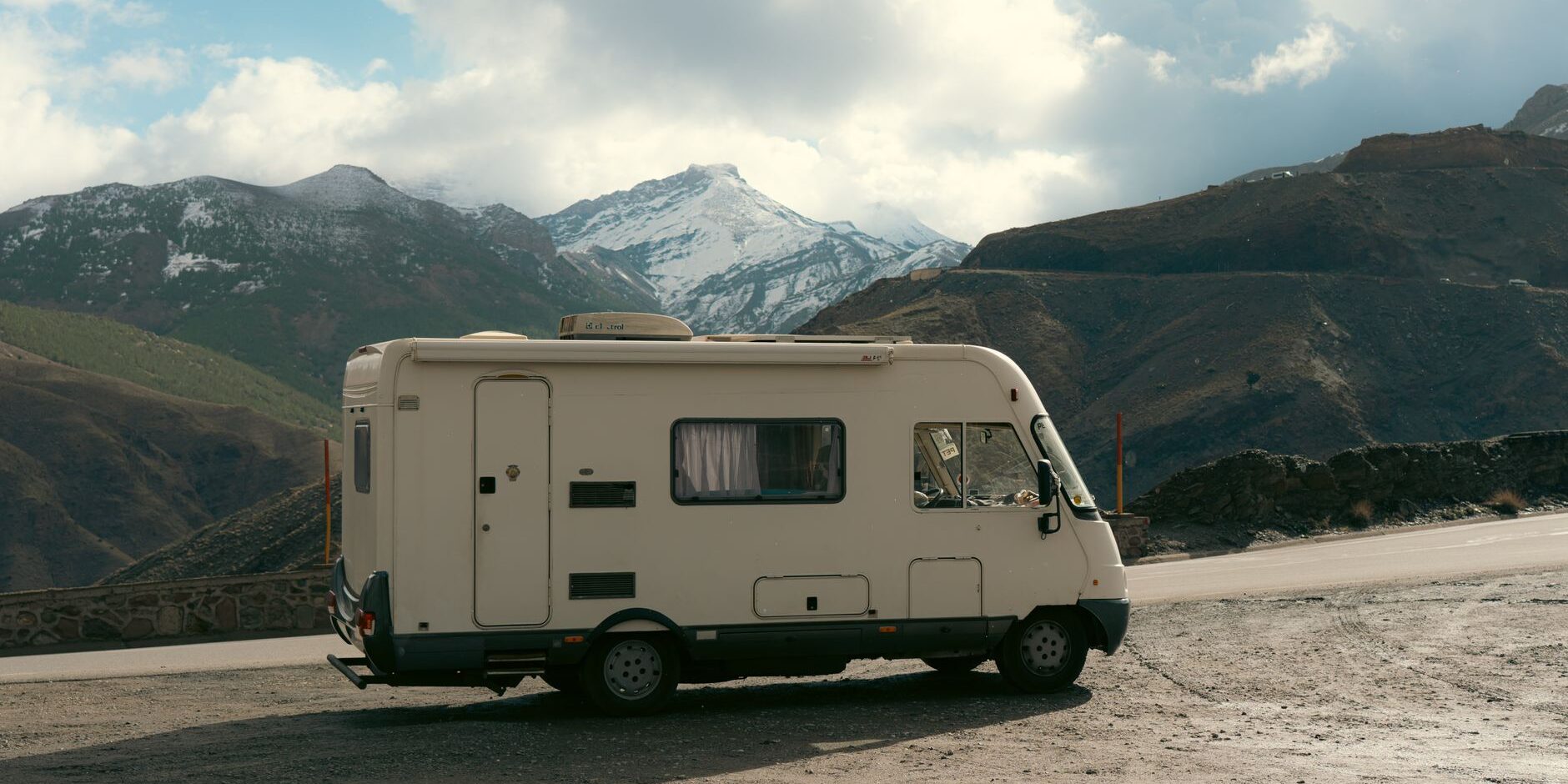 camper van with scenic mountain view
