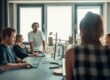 collaborative team meeting in modern office