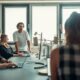 collaborative team meeting in modern office